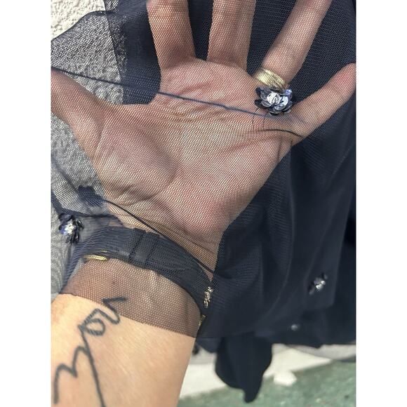 Adrianna Papell Sequined Floral Mesh Keyhole Dress Long Size 8 Fairy‎ Twilight - Picture 5 of 11